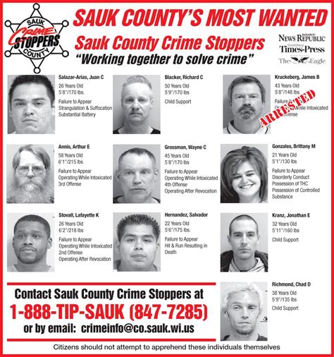 State Wisconsin. . Sauk county most wanted 2022